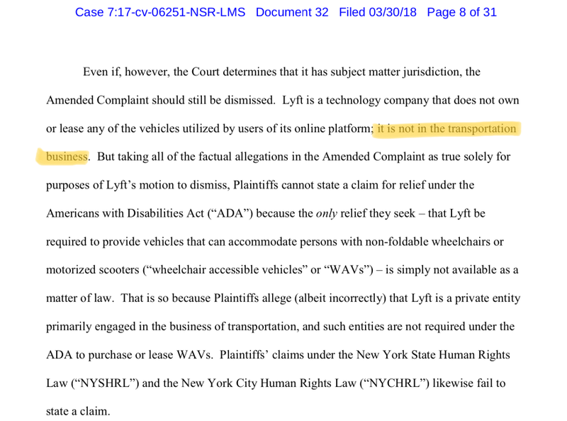 Illustration for article titled Lyft Says It’s ‘Not in the Transportation Business,’ So Disability Law Doesn't Apply